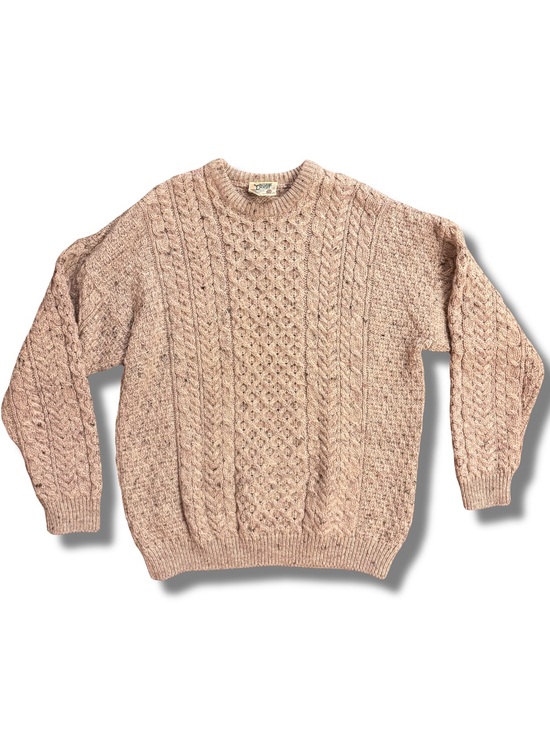 Carraig Donn Other - Carraig Donn XL Traditional Unisex Aran Sweater Brown Wool
